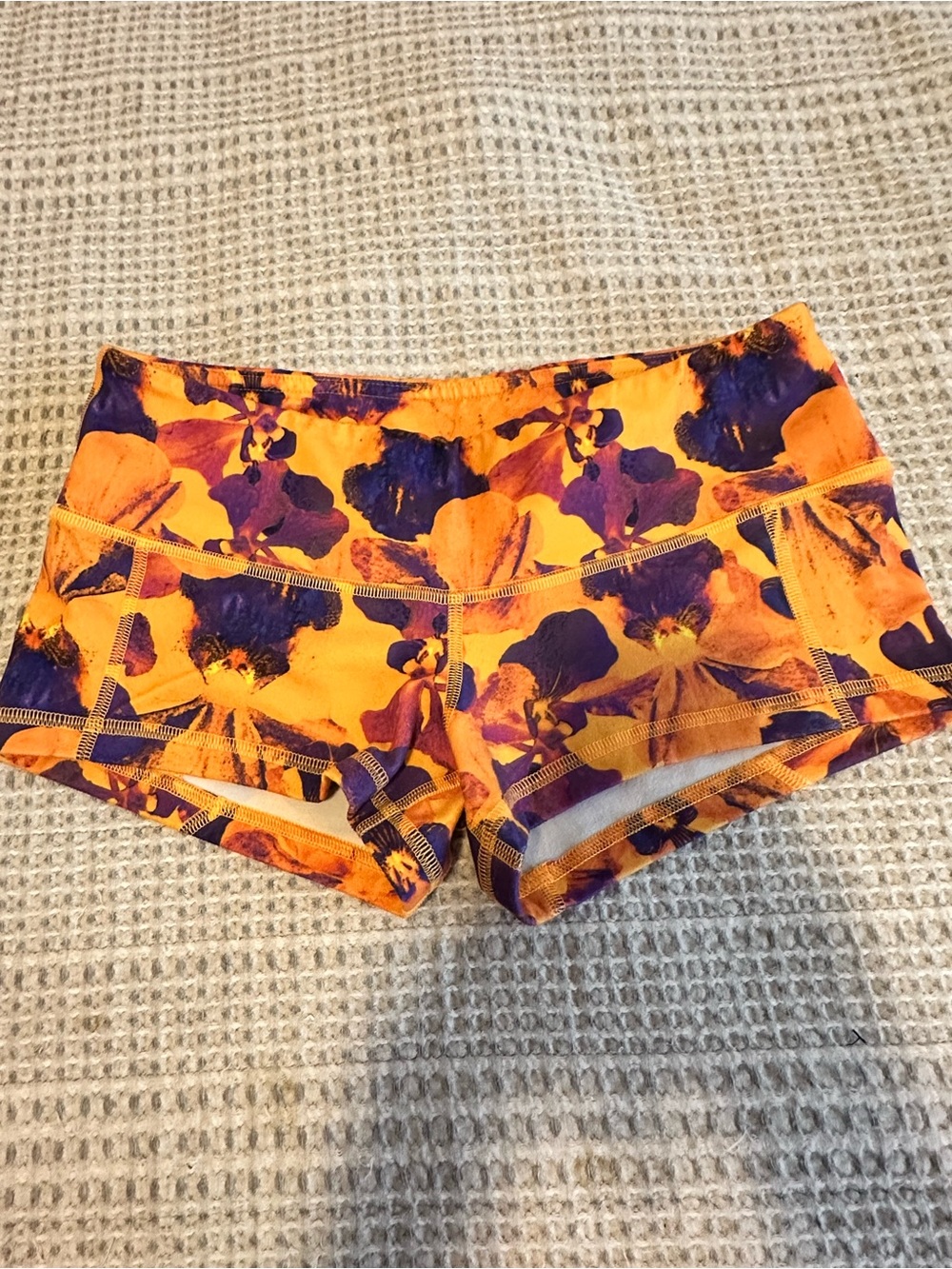 Fleo Women's Floral Athletic Shorts - Orange & Purple